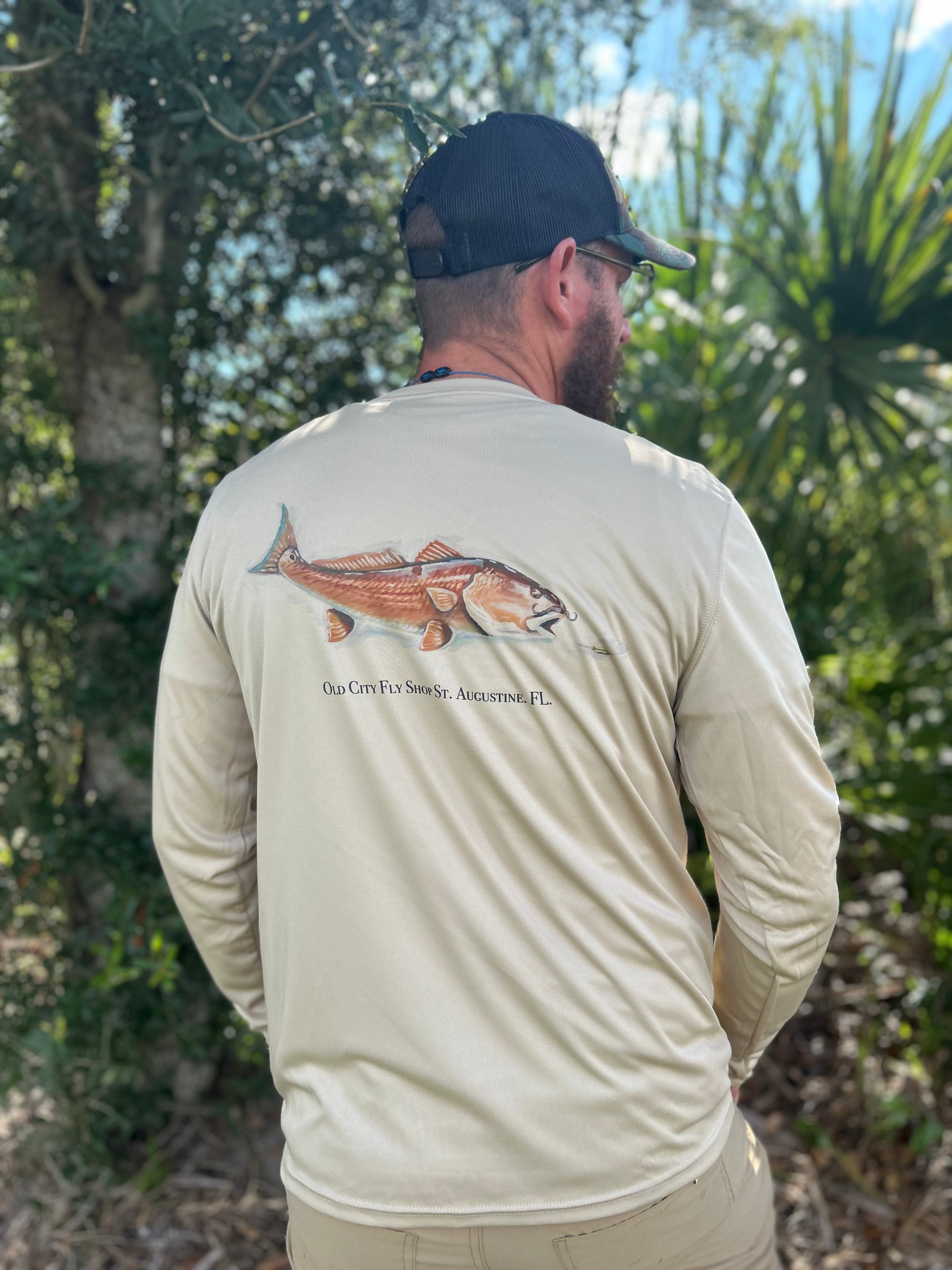 Mang Mustache Redfish Long-sleeved Proformance Shirt