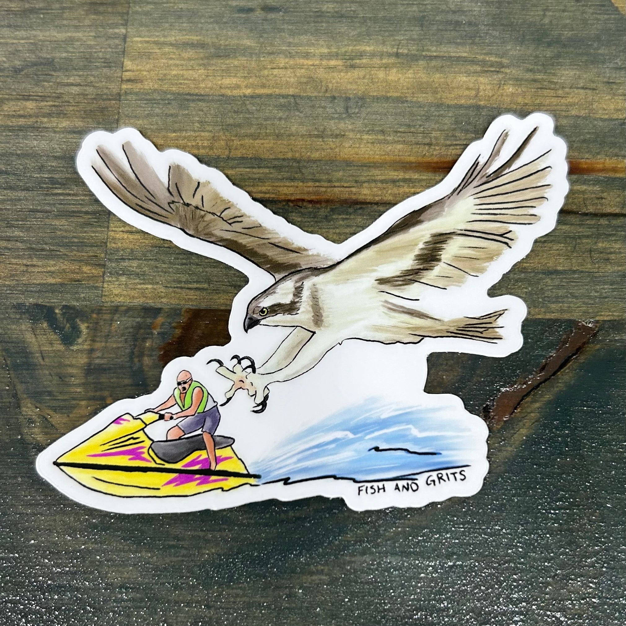 Fish and Grits "jet ski osprey" sticker