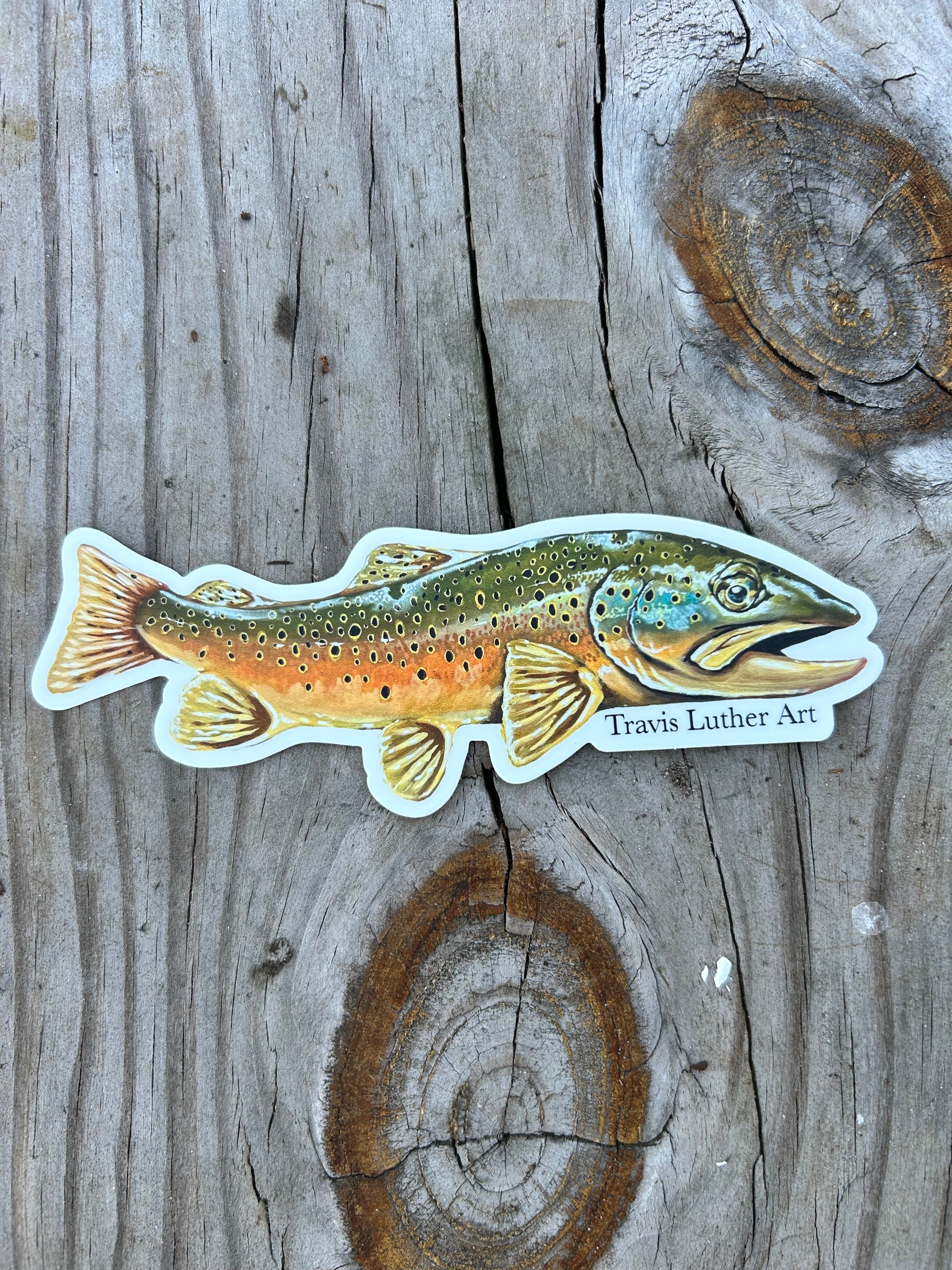 Travis Luther Art Brown Trout Sticker