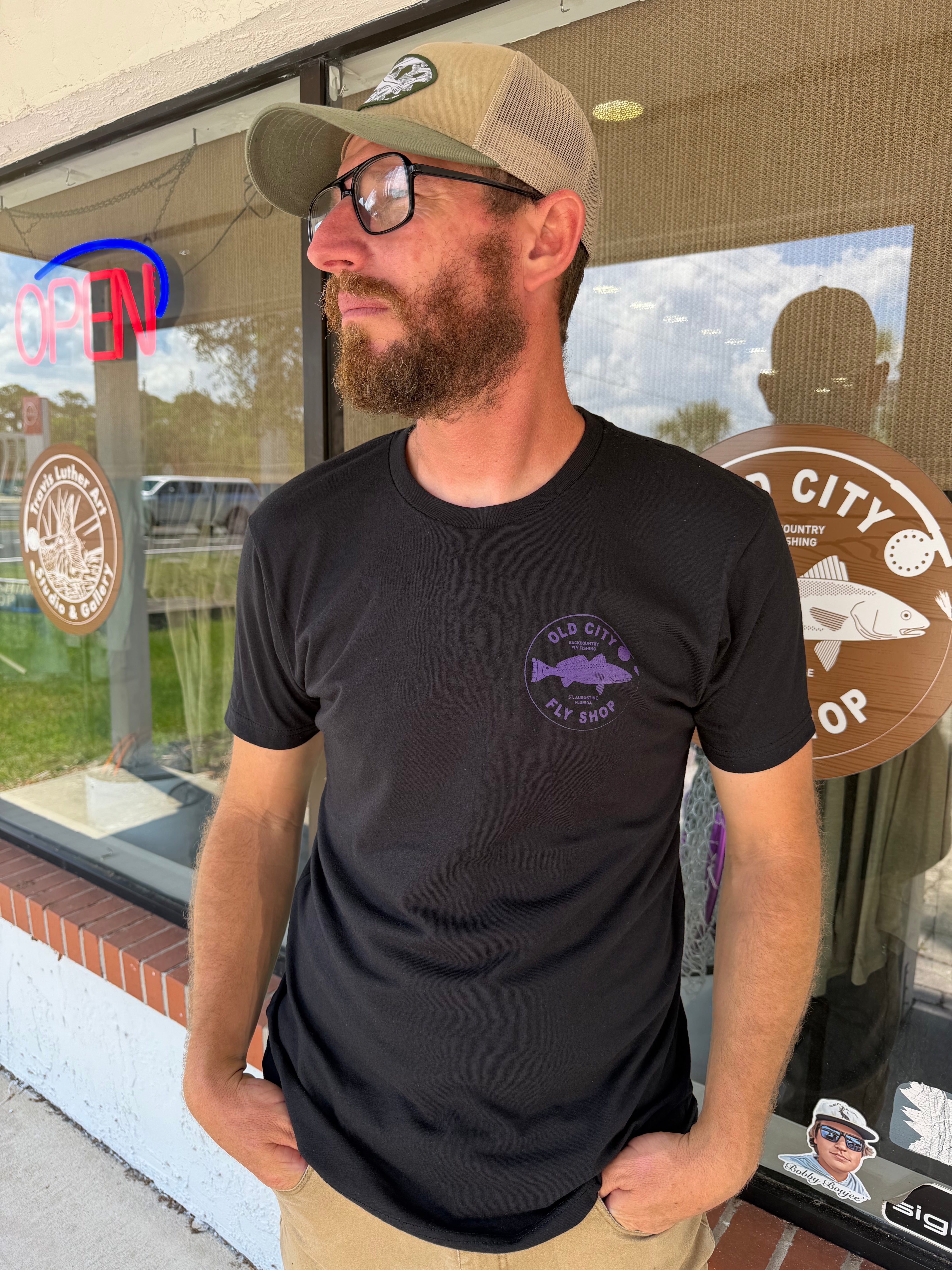 Tarpon Collage Black Purple Tee Shirt