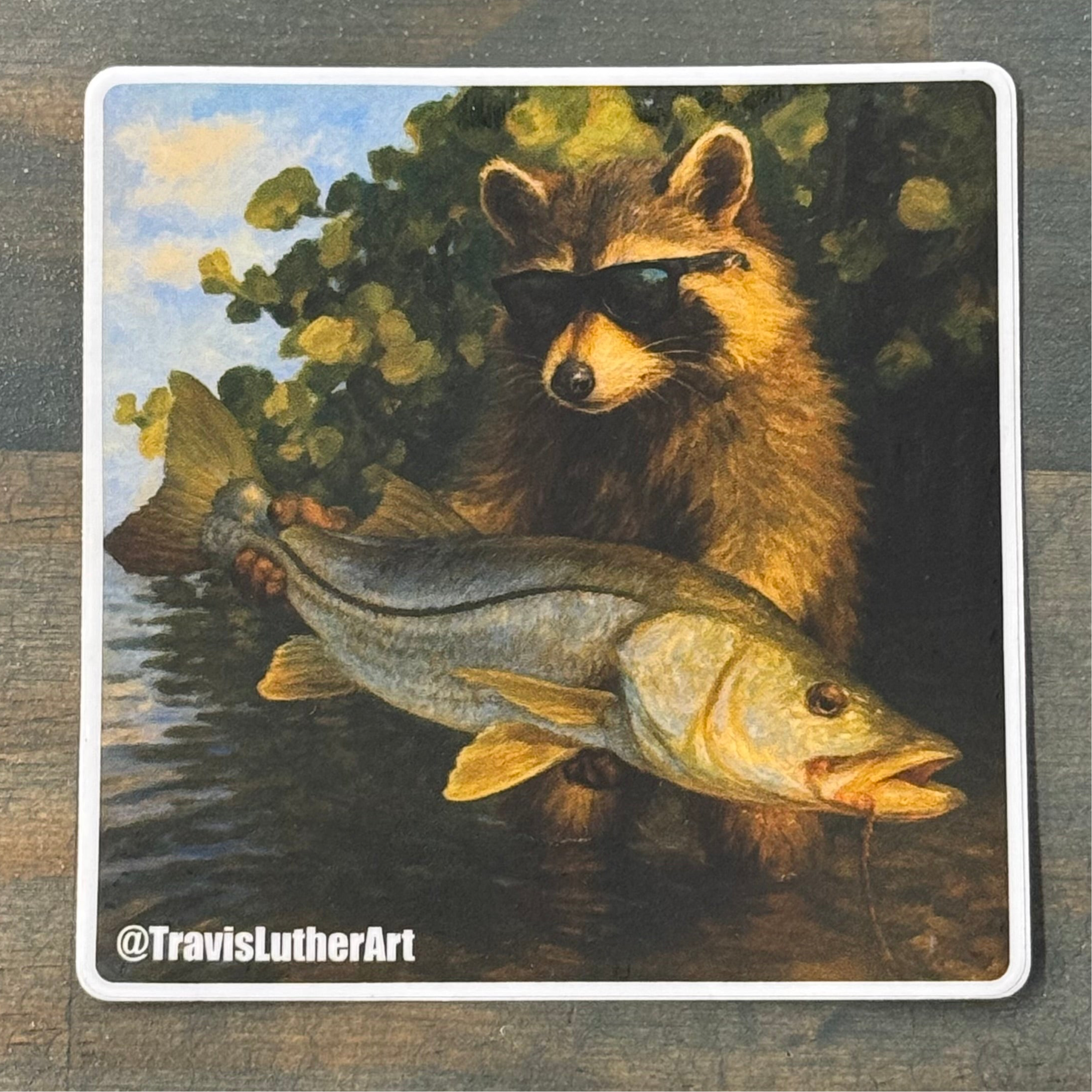 Rusty Whiskers with Snook Sticker - Travis Luther Art