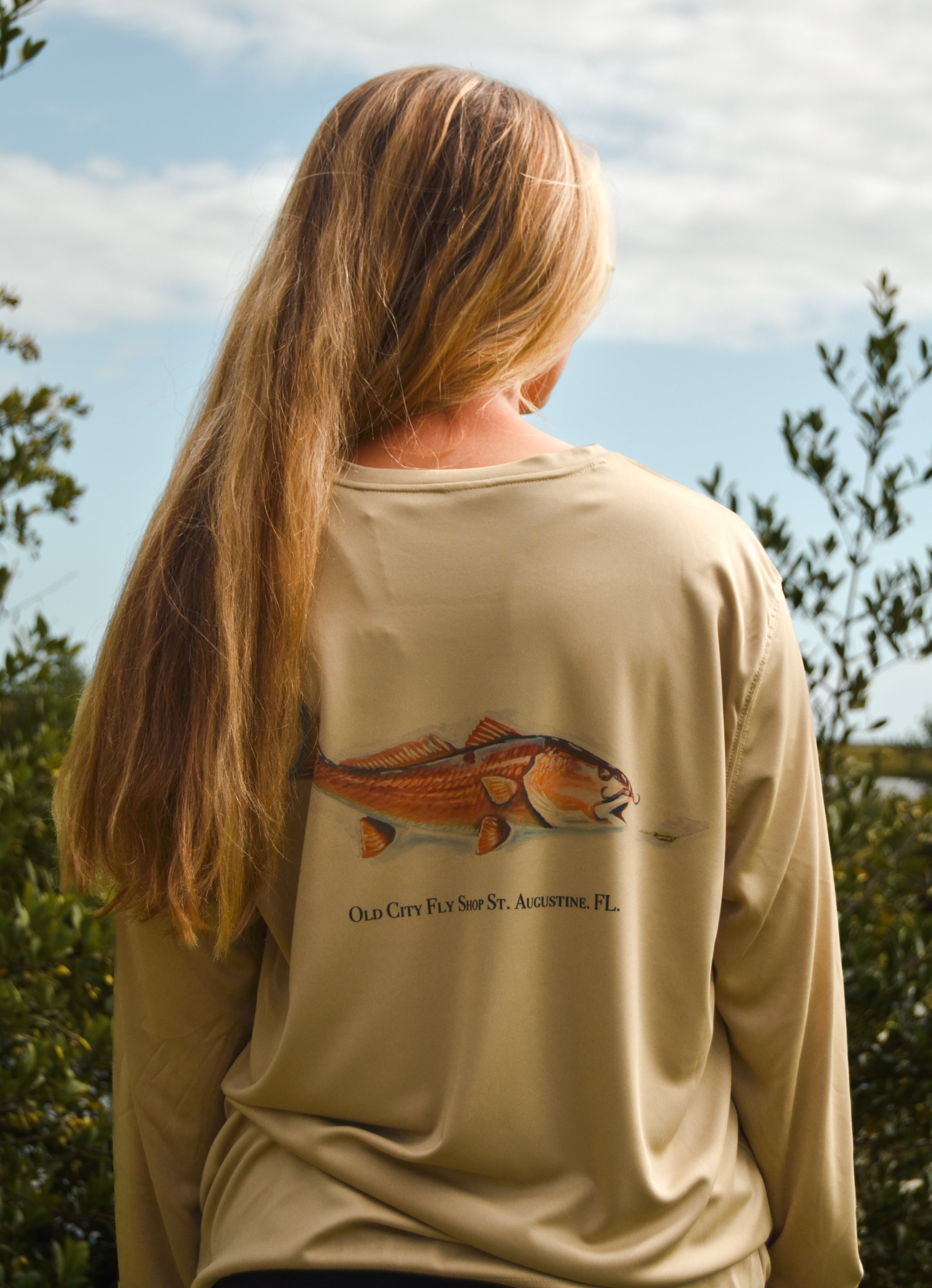 Mang Mustache Redfish Long-sleeved Proformance Shirt