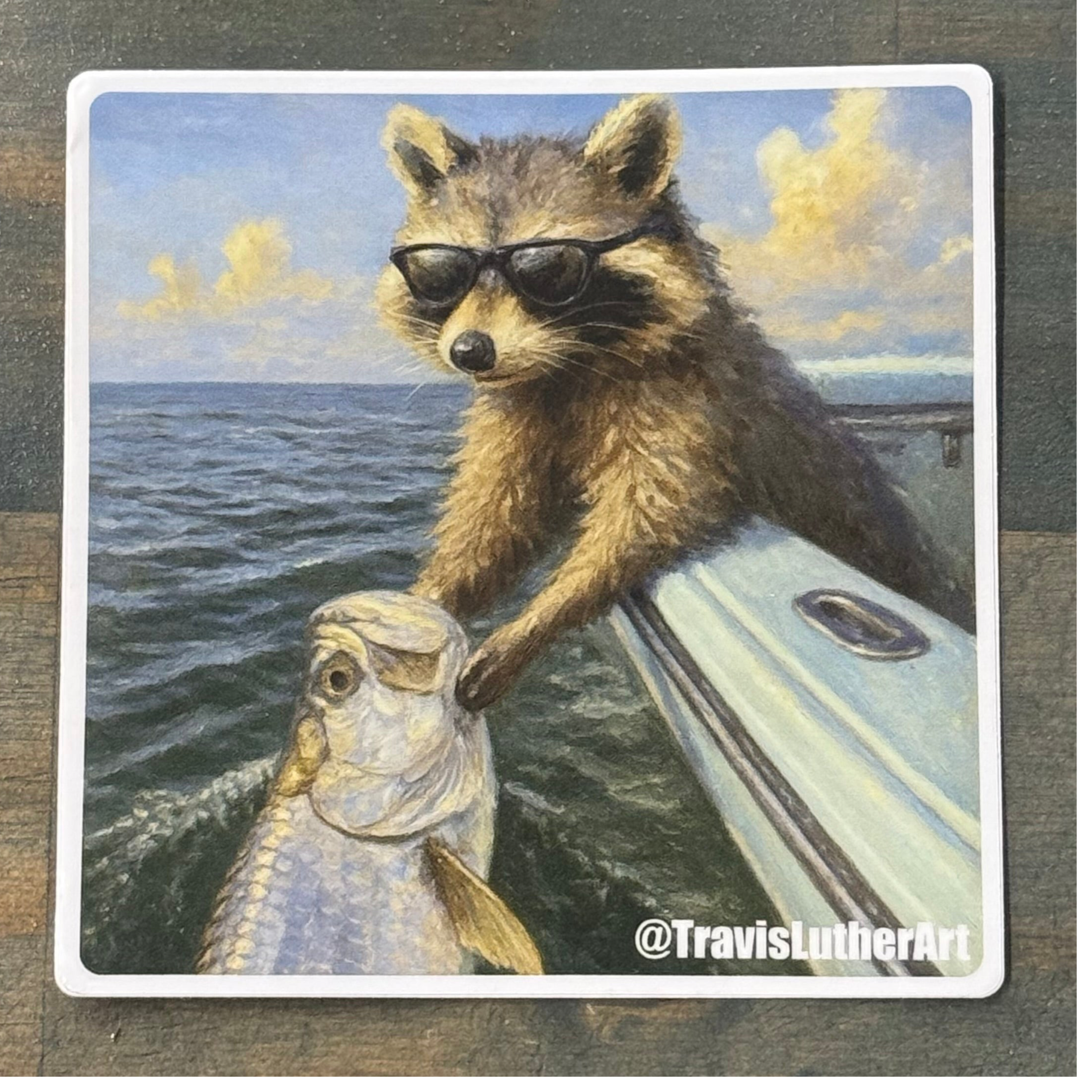 Rusty Whiskers with Boatside Tarpon Sticker- Travis Luther Art