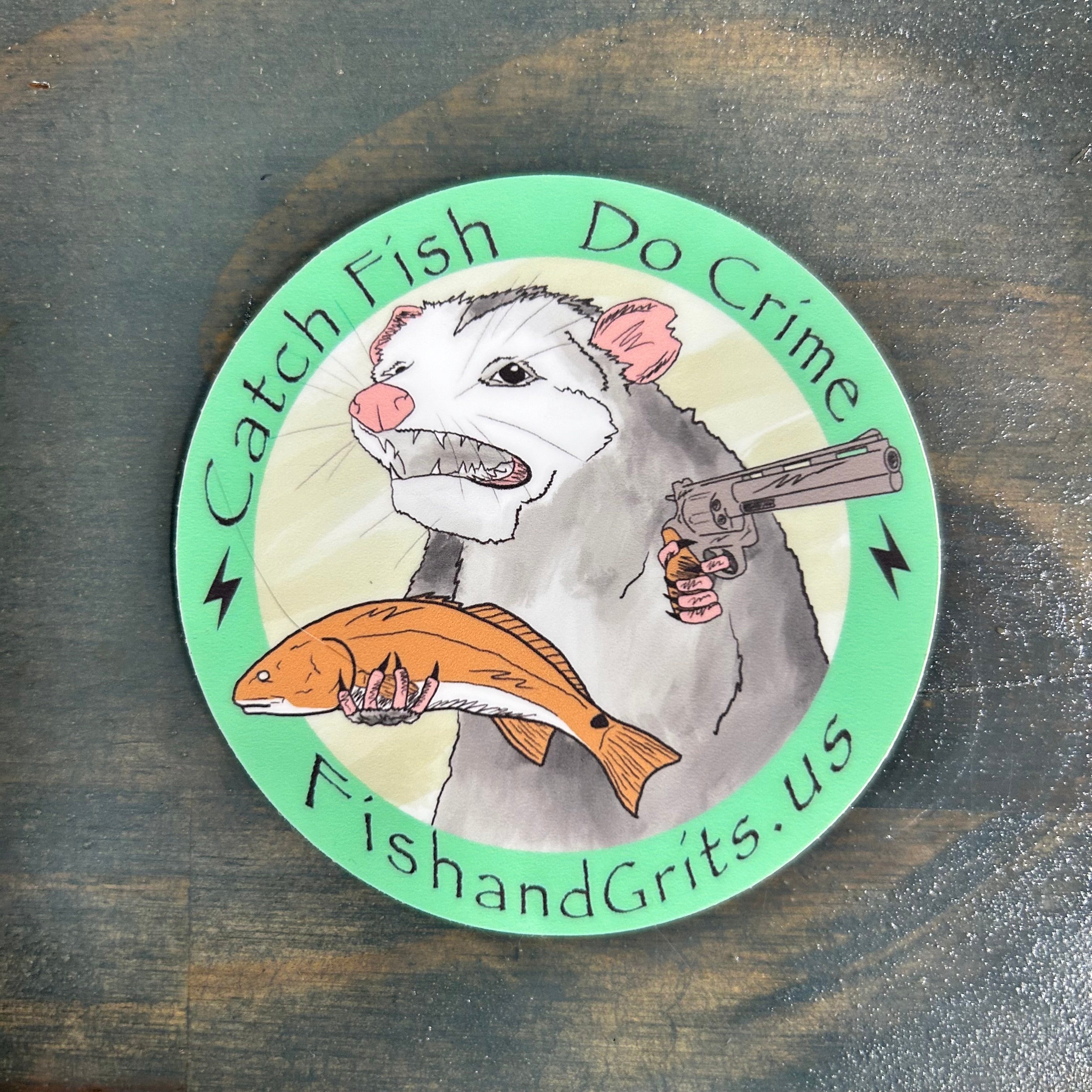 Fish And Grits Opossum Sticker