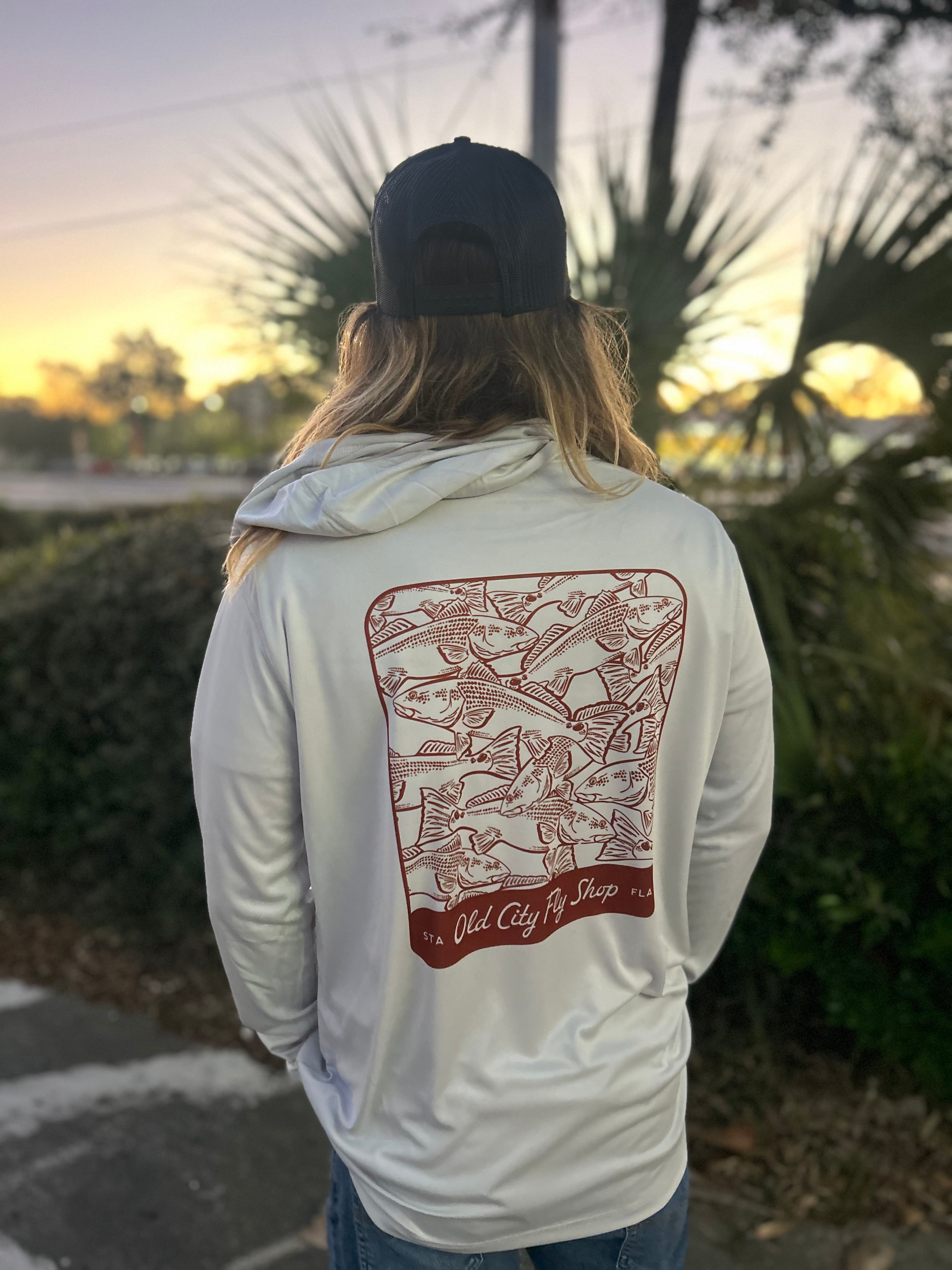 Mang Long Sleeve Performance Hoodie Redfish Collage