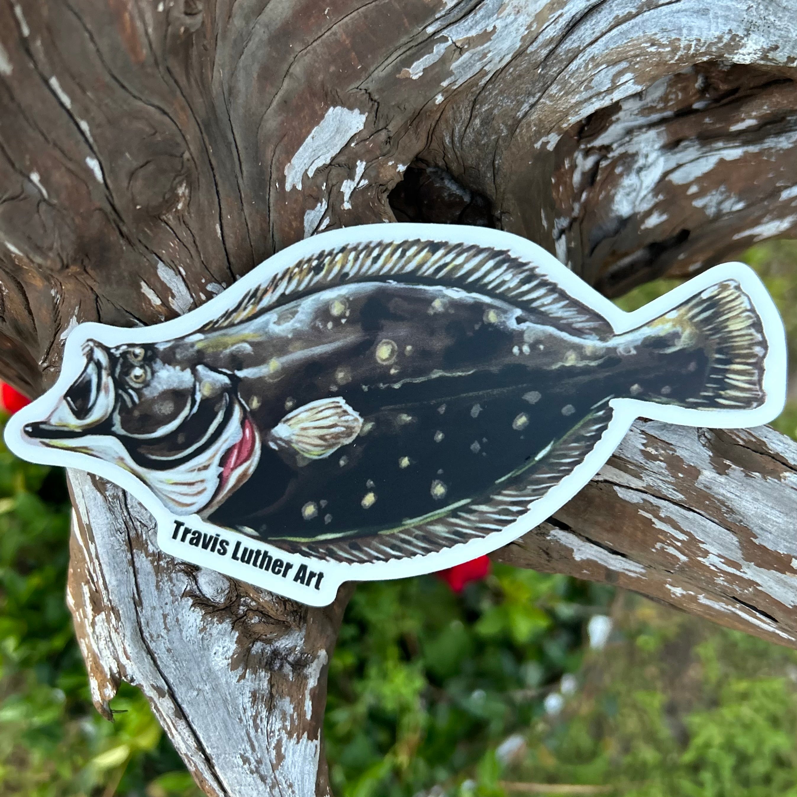 Travis Luther Art flounder sticker