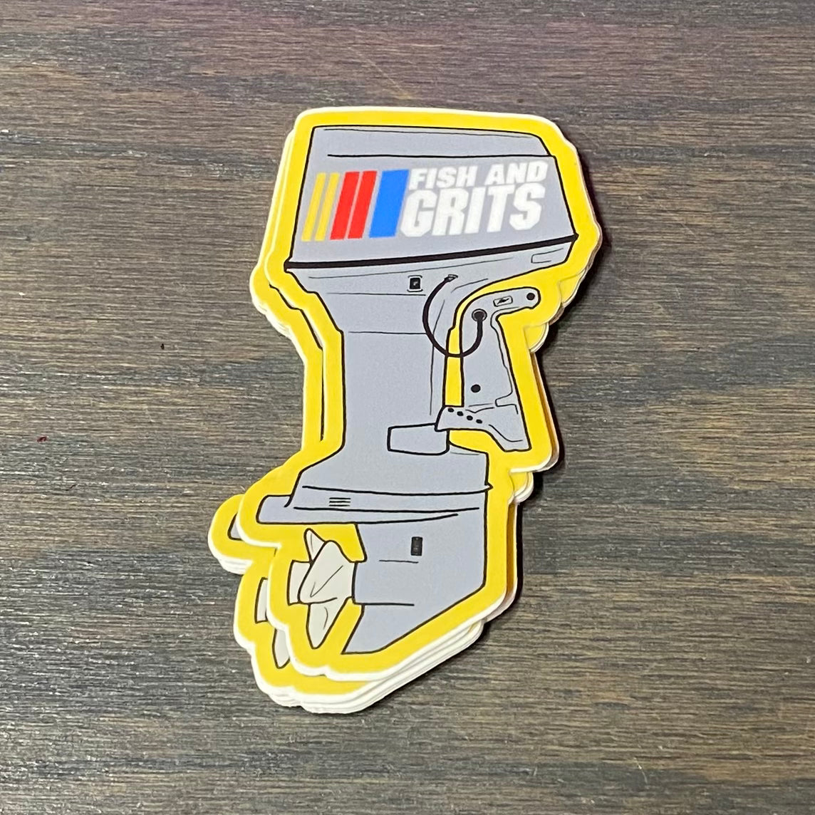 Fish and Grits 2 Stroke Sticker