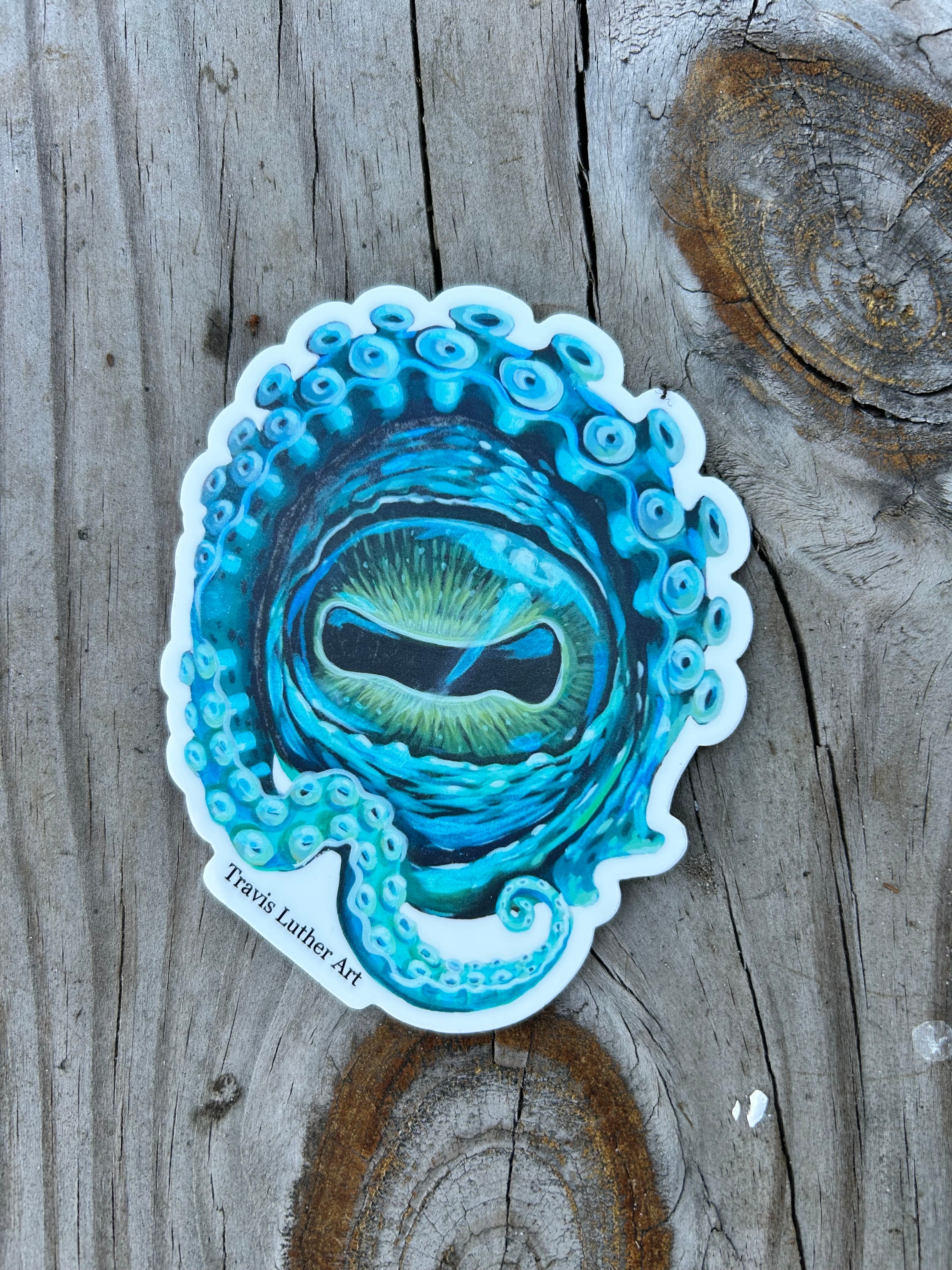 Travis Luther Art Octo Eye Blue Sticker