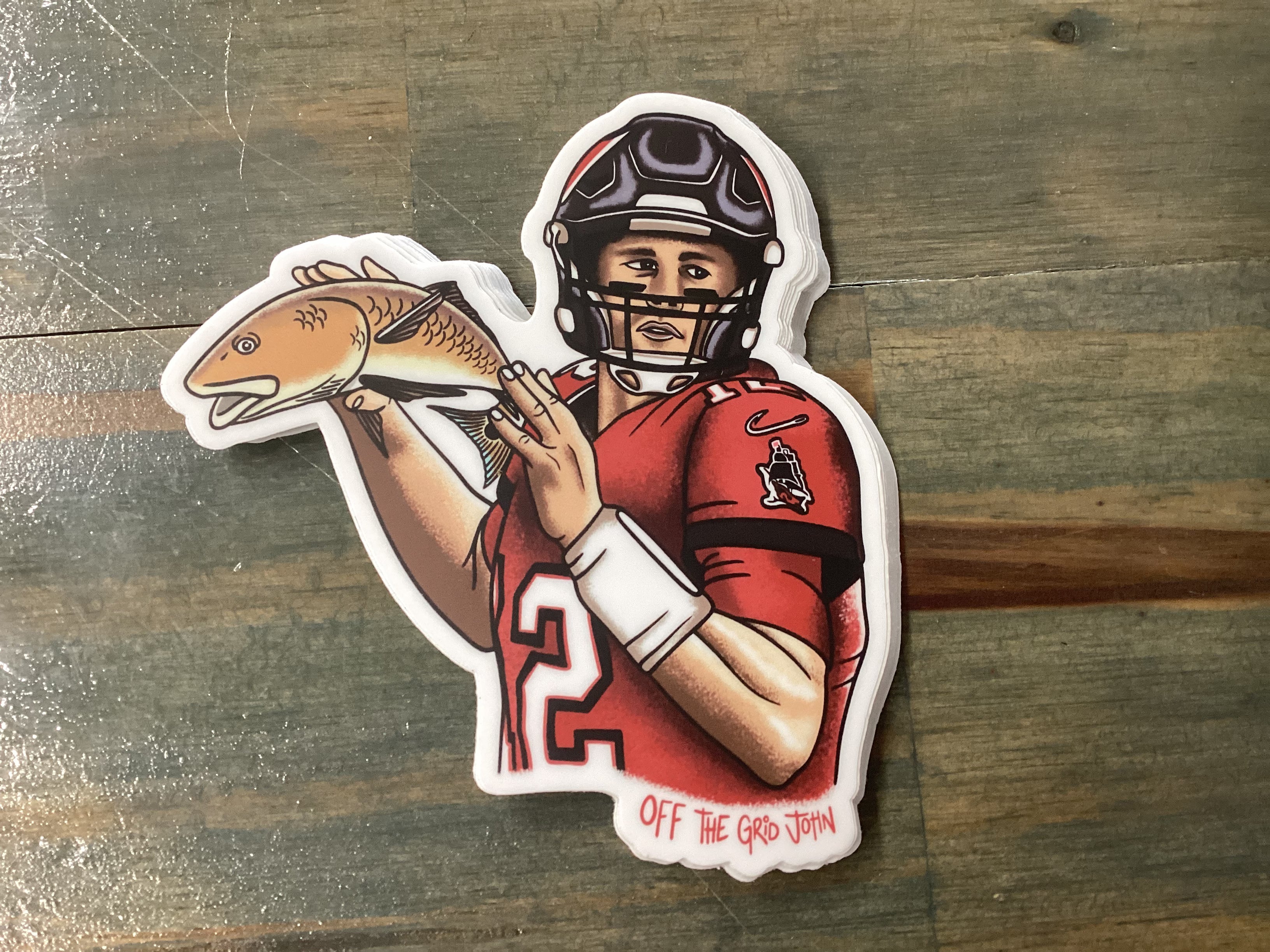 Off the Grid John Redfish Football Sticker