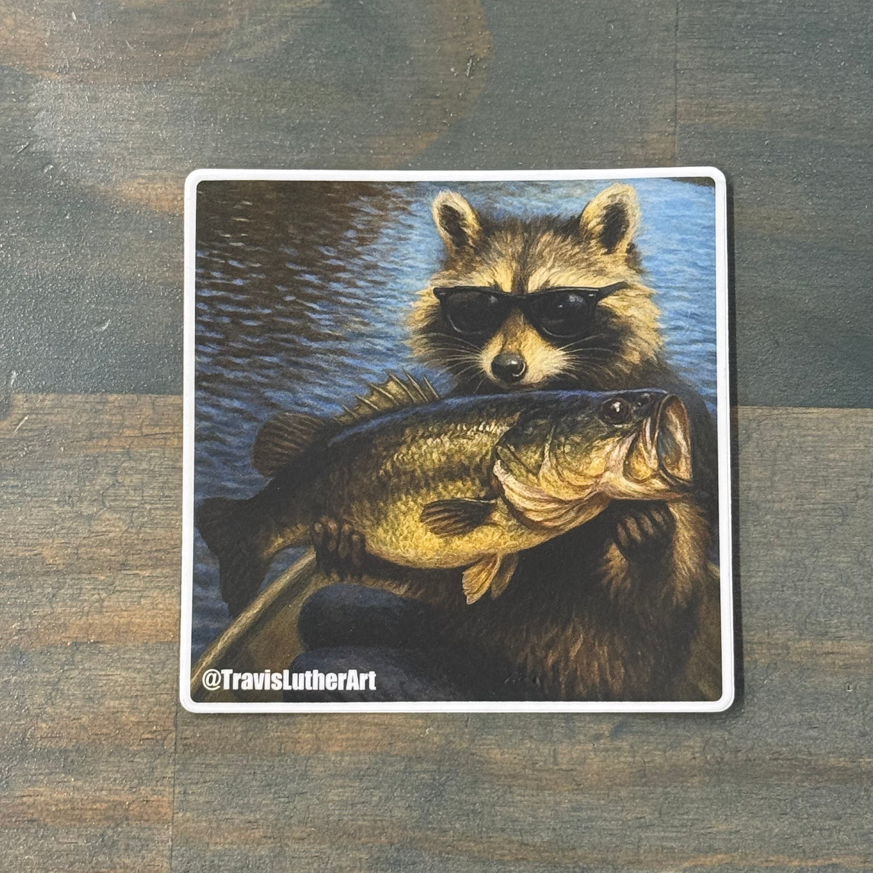 Rusty Whiskers with Largemouth Bass Sticker - Travis Luther Art
