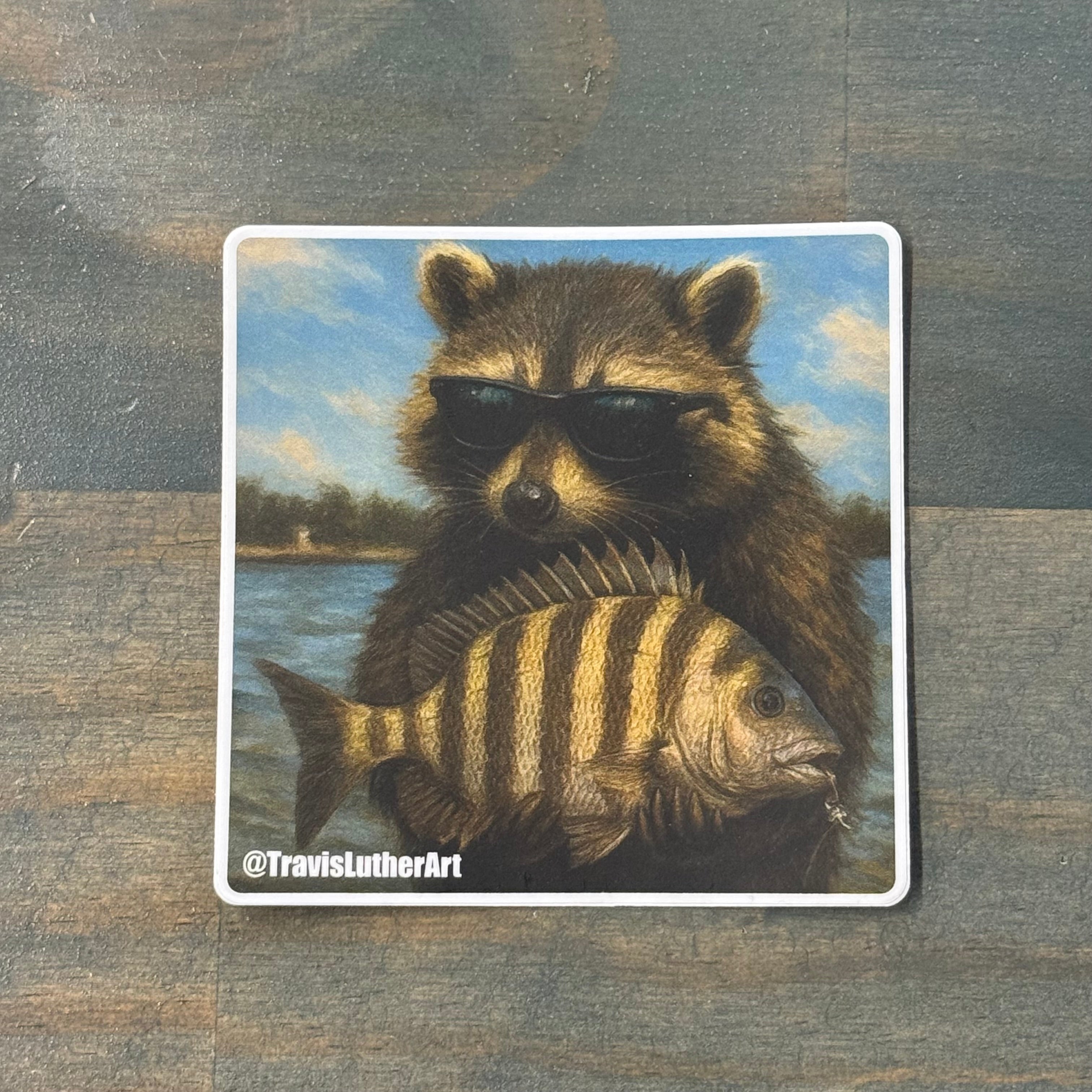 Rusty Whiskers with Sheepshead Sticker - Travis Luther Art