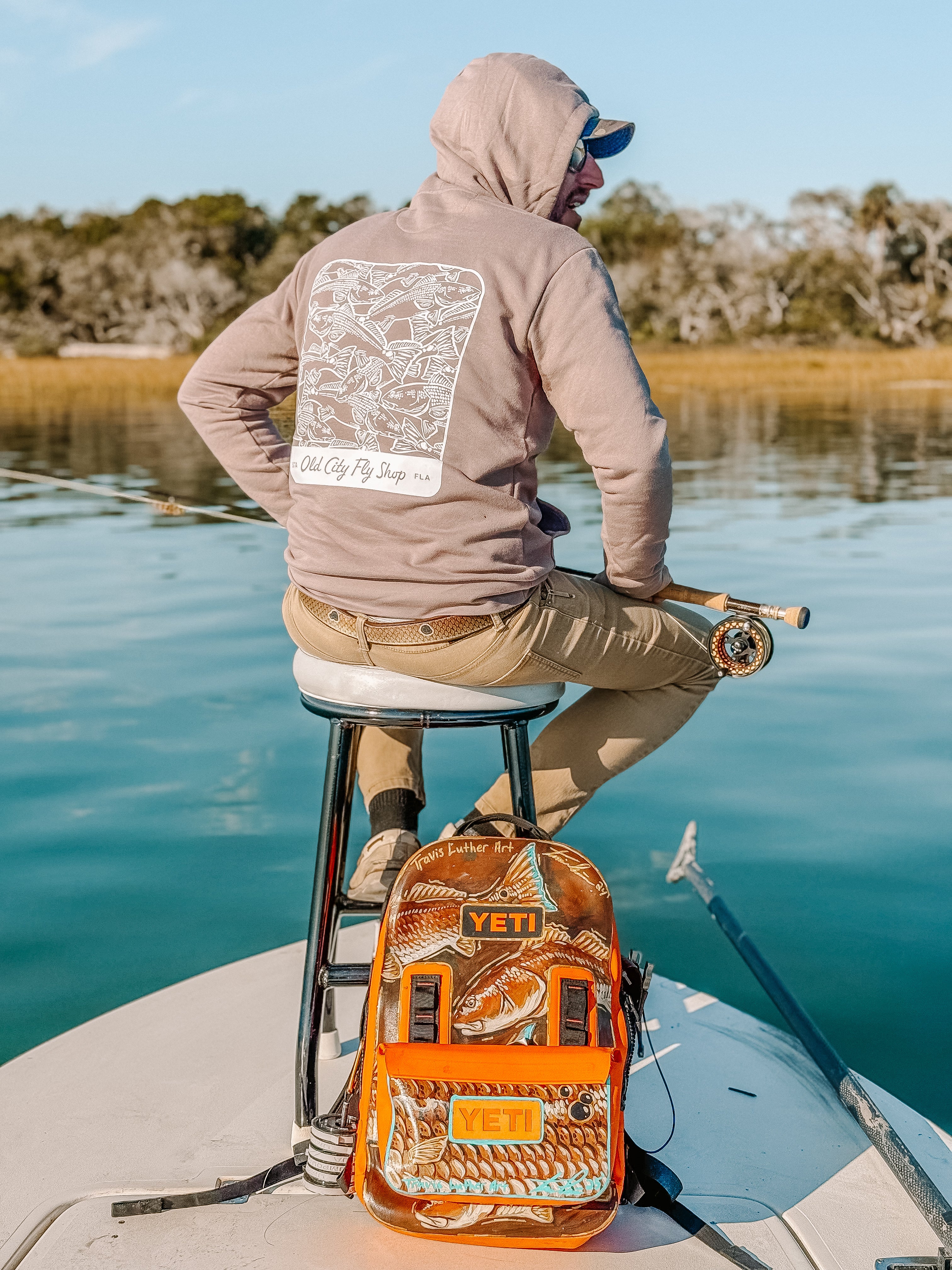 Travis Luther Art Redfish Collage Hoodie